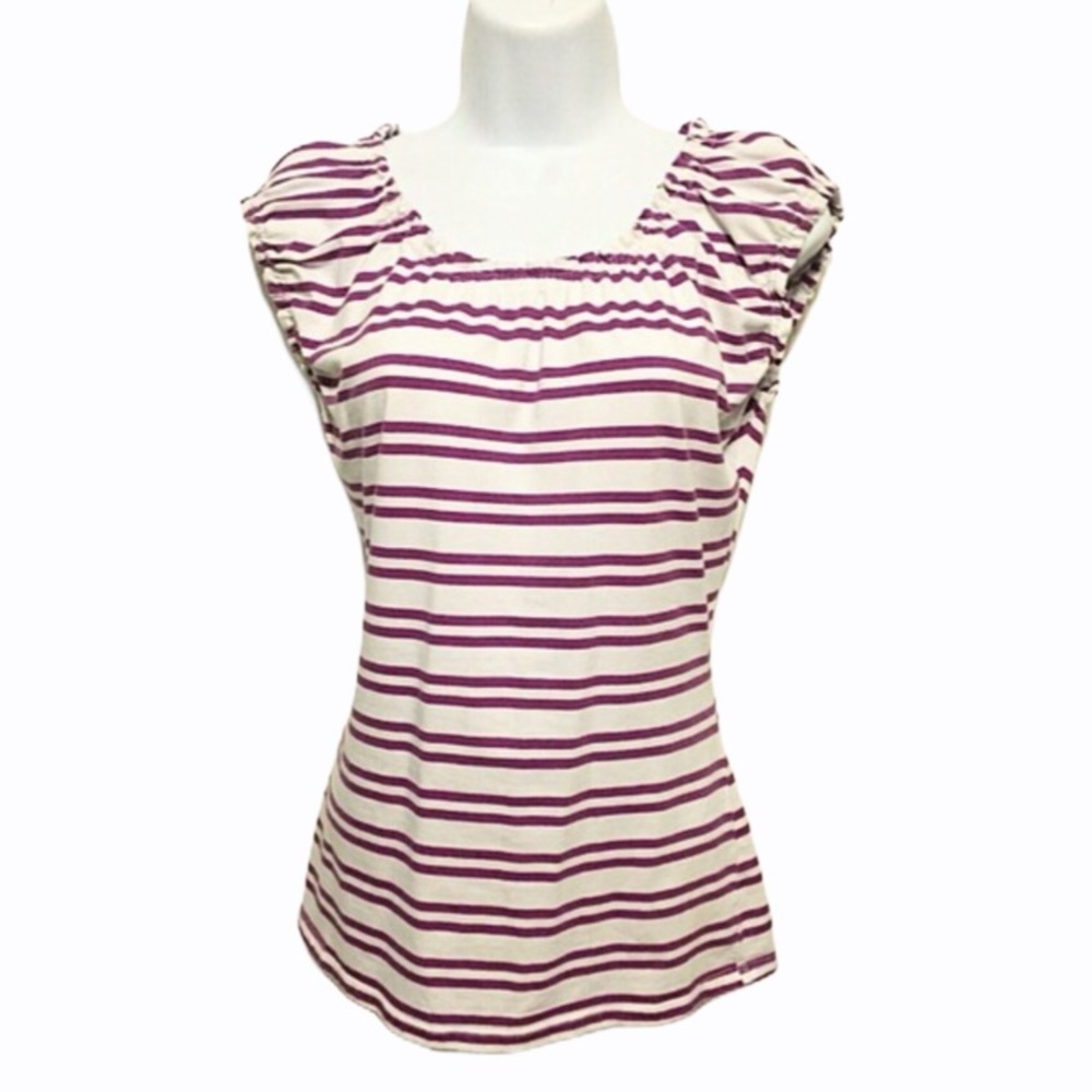 Loft Purple & White Striped Top